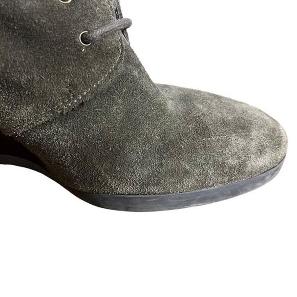 Franco Sarto Weston Gray Suede Leather Wedge Ankle Booties Boots Shoes sz 8.5 - Picture 2 of 16